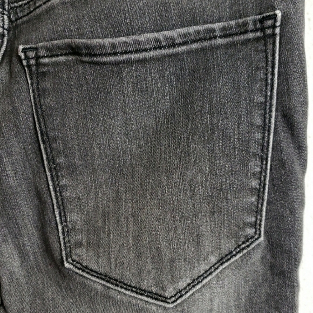 Abercrombie & Fitch Dark Gray Super Skinny Hugh Rise Jeans Raw Distressed Hem - Picture 9 of 14